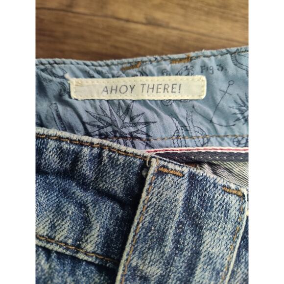 Seasalt Cornwall Denim Pencil Skirt Carpenter Pockets Dark Wash Landscapist US10 - Picture 4 of 9